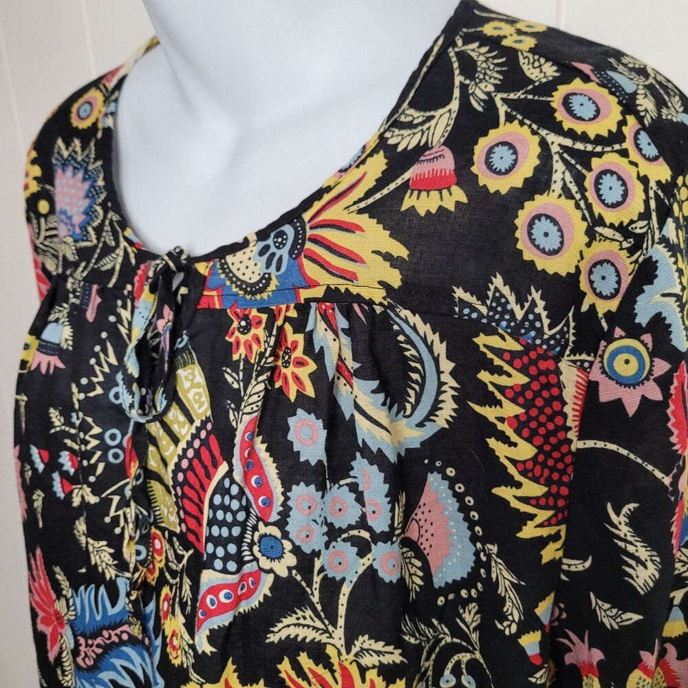 Hester & Orchard Linen Blend Tunic Top Womens Size XL Floral Summer Popover - Picture 2 of 8